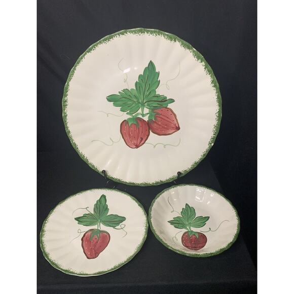 Southern Potteries Blue Ridge Hand Painted Plates And Bowl, Lot Of 4 - c. 1940s - Picture 4 of 8